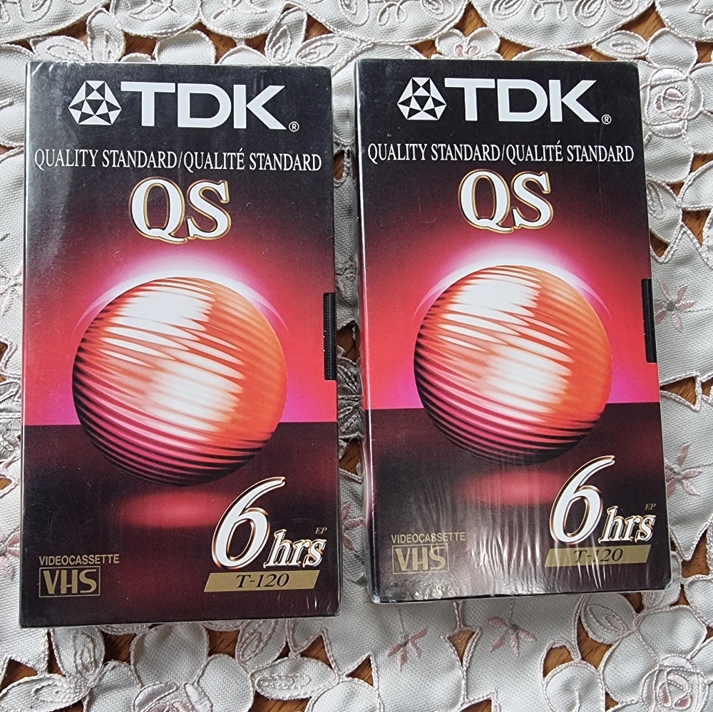 🆕️ TDK T-120 QS Blank VHS Video Cassette Premium Quality 6 Hour Tapes X 2